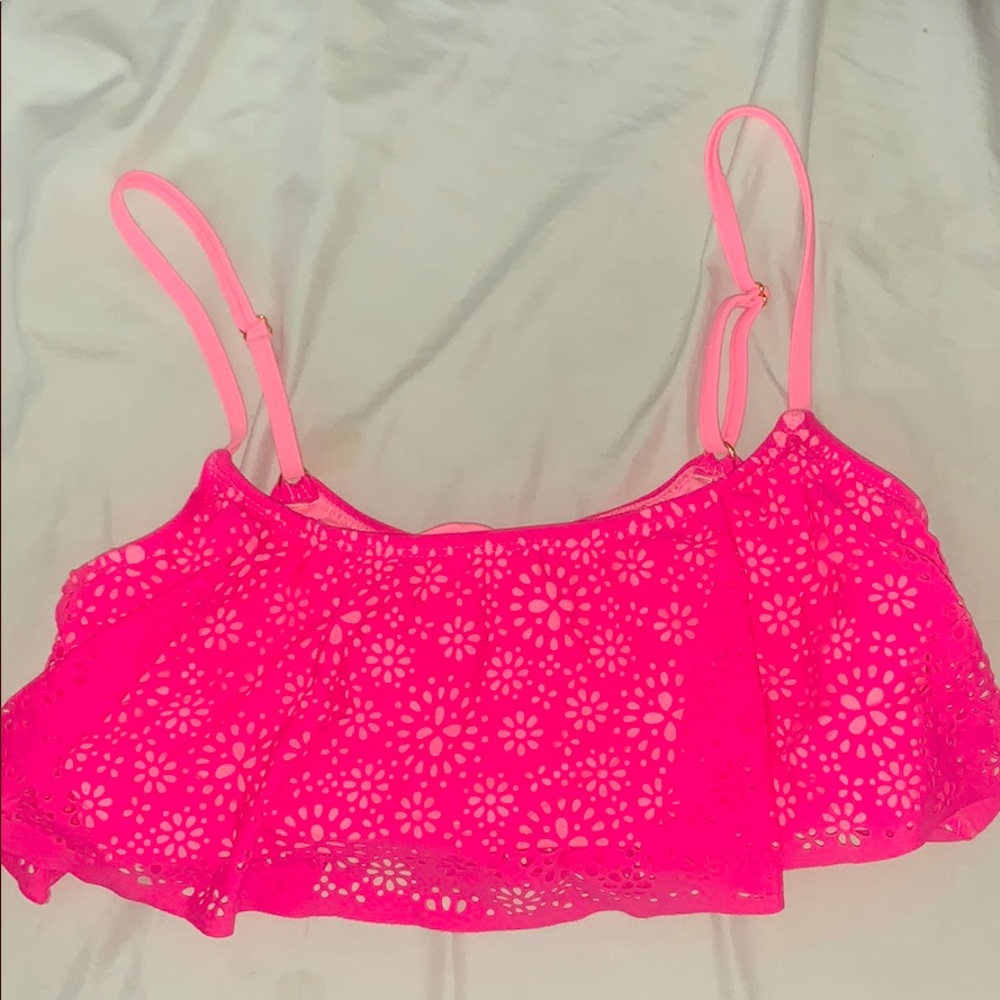 neon pink flap bathing suit top